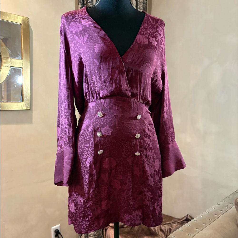 Zara Burgundy Long Sleeve Dress